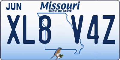 MO license plate XL8V4Z