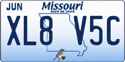 MO license plate XL8V5C