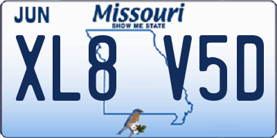 MO license plate XL8V5D