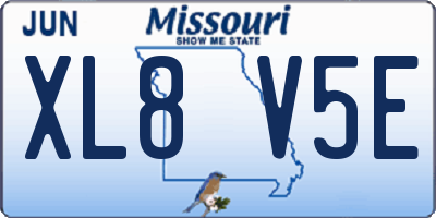 MO license plate XL8V5E