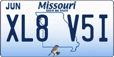 MO license plate XL8V5I