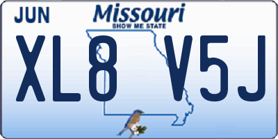 MO license plate XL8V5J