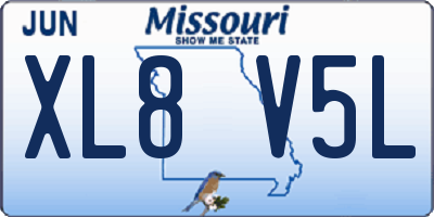 MO license plate XL8V5L