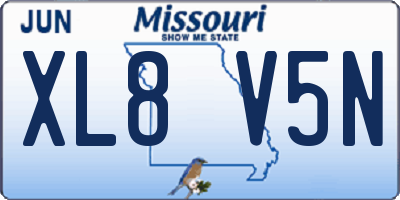 MO license plate XL8V5N