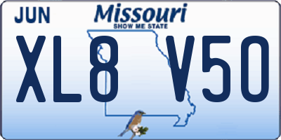 MO license plate XL8V5O