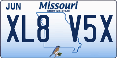 MO license plate XL8V5X