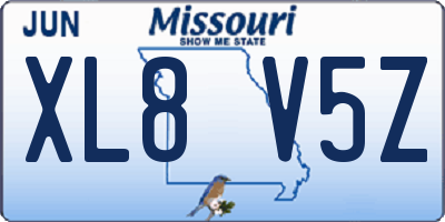 MO license plate XL8V5Z