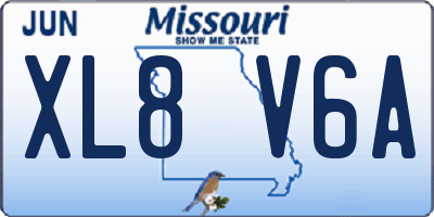 MO license plate XL8V6A