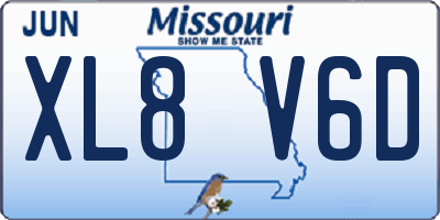 MO license plate XL8V6D