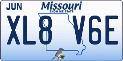 MO license plate XL8V6E
