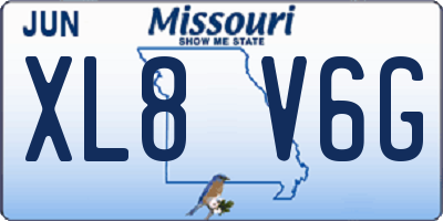 MO license plate XL8V6G