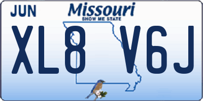 MO license plate XL8V6J