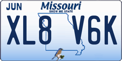 MO license plate XL8V6K