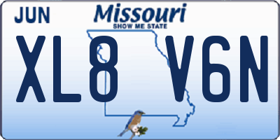 MO license plate XL8V6N