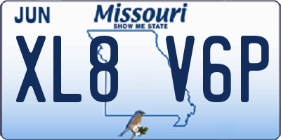MO license plate XL8V6P
