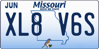 MO license plate XL8V6S