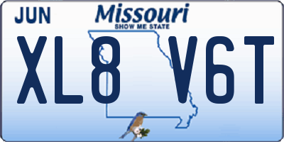 MO license plate XL8V6T