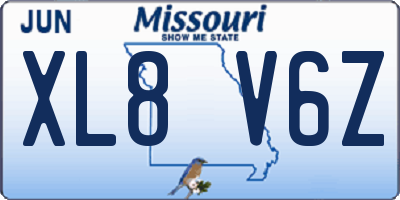 MO license plate XL8V6Z