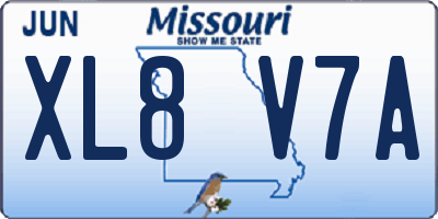MO license plate XL8V7A