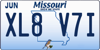 MO license plate XL8V7I