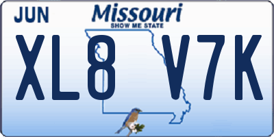 MO license plate XL8V7K