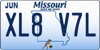 MO license plate XL8V7L