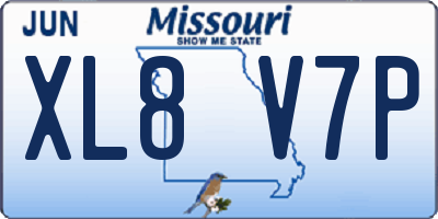 MO license plate XL8V7P
