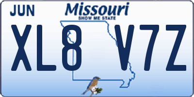 MO license plate XL8V7Z