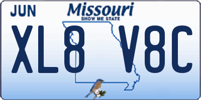 MO license plate XL8V8C