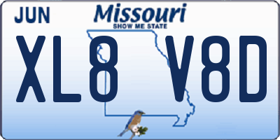 MO license plate XL8V8D