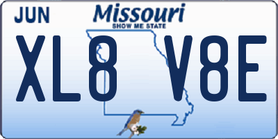 MO license plate XL8V8E