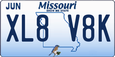 MO license plate XL8V8K