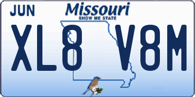 MO license plate XL8V8M