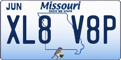 MO license plate XL8V8P