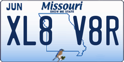 MO license plate XL8V8R