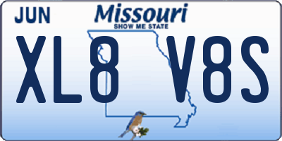 MO license plate XL8V8S