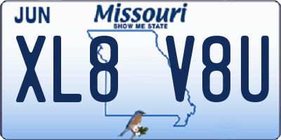MO license plate XL8V8U