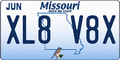MO license plate XL8V8X