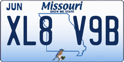 MO license plate XL8V9B