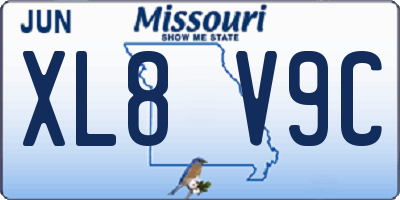 MO license plate XL8V9C
