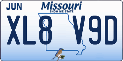 MO license plate XL8V9D
