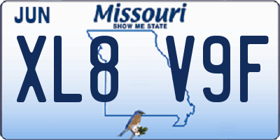 MO license plate XL8V9F