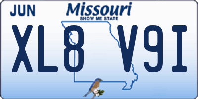 MO license plate XL8V9I