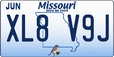 MO license plate XL8V9J