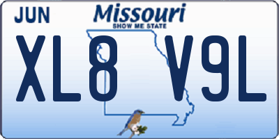 MO license plate XL8V9L
