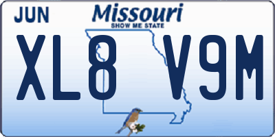 MO license plate XL8V9M