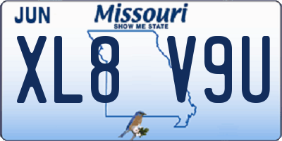MO license plate XL8V9U
