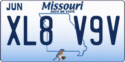 MO license plate XL8V9V