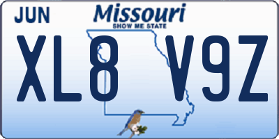 MO license plate XL8V9Z