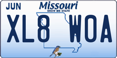 MO license plate XL8W0A